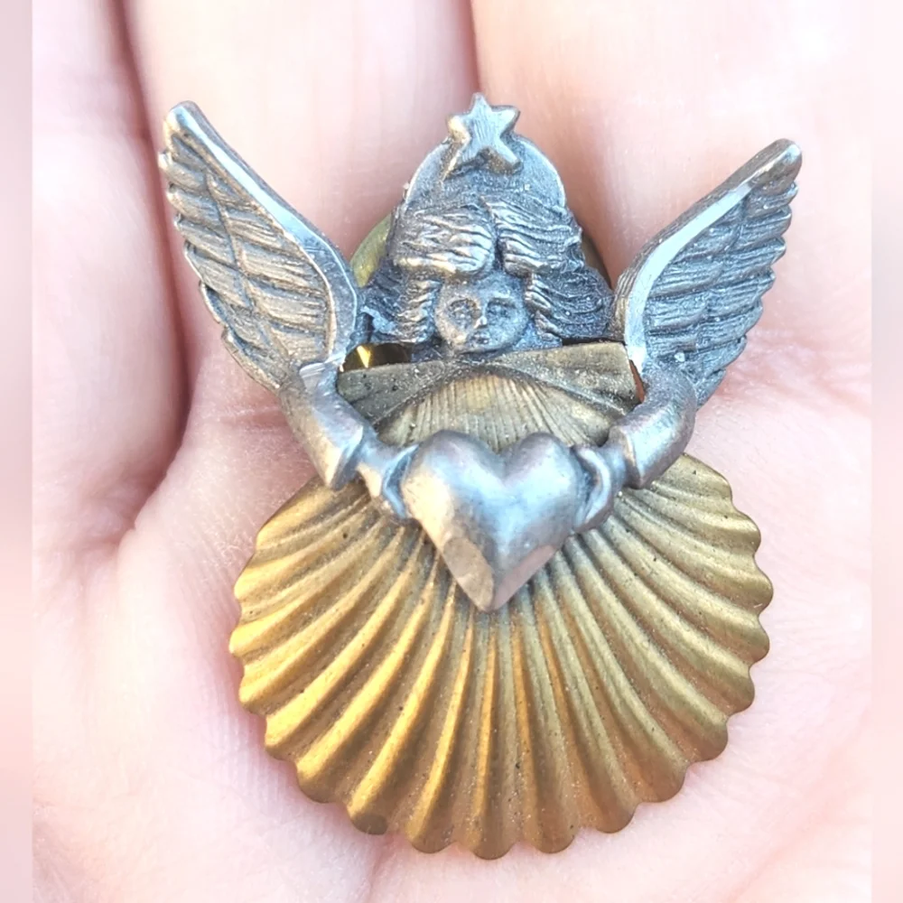 Pair of Pewter Angel Lapel Pins